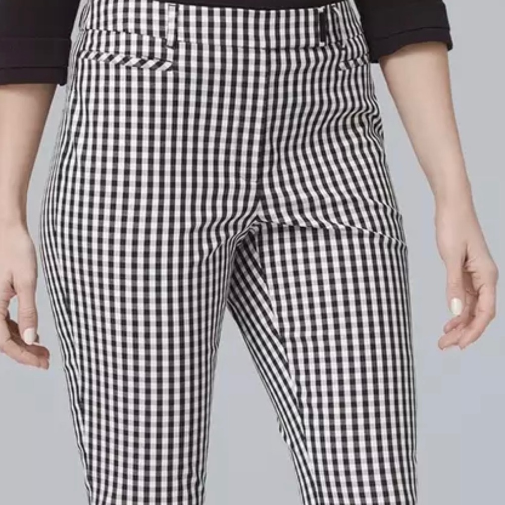 New WHBM B&W Gingham Slim Ankle pants